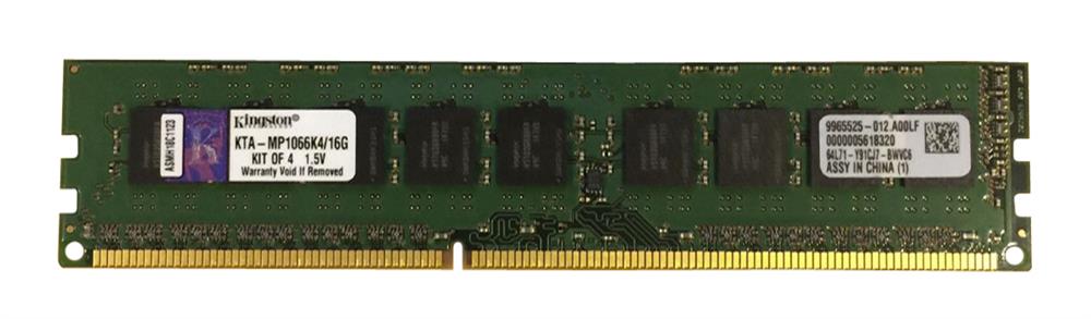 KTA-MP1066K4/16G Kingston 16GB Kit (4 X 4GB) PC3-8500 DDR3-1066MHz ECC Unbuffered CL7 240-Pin DIMM Dual Rank Memory w/Thermal Sensor for Apple Mac Pro