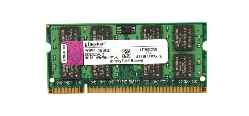 KTT667D2/2G Kingston 2GB PC2-5300 DDR2-667MHz non-ECC Unbuffered CL5 200-Pin SoDimm Dual Rank Memory Module