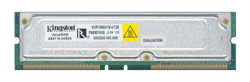 KVR1066X16-4/128 Kingston 128MB PC1066 1066MHz non-ECC 32ns 184-Pin RDRAM RIMM Memory Module