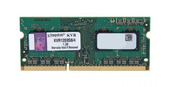 KVR13S9S8/4G Kingston 4GB PC3-10600 DDR3-1333MHz non-ECC Unbuffered CL9 204-Pin SoDimm Single Rank, x8 Memory Module