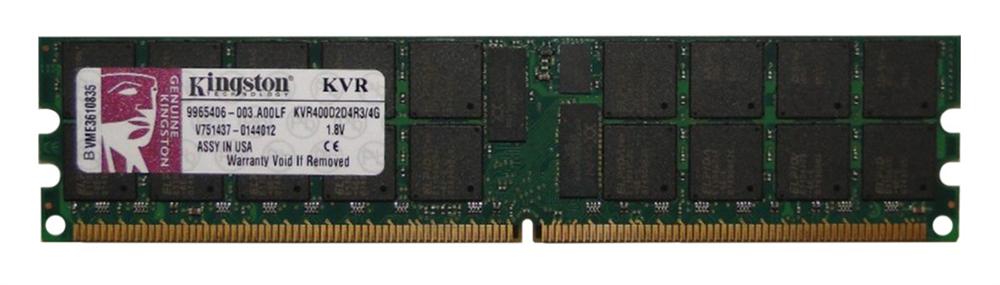 KVR400D2D4R3/4G Kingston 4GB PC2-3200 DDR2-400MHz ECC Registered CL3 240-Pin DIMM Dual Rank Memory Module