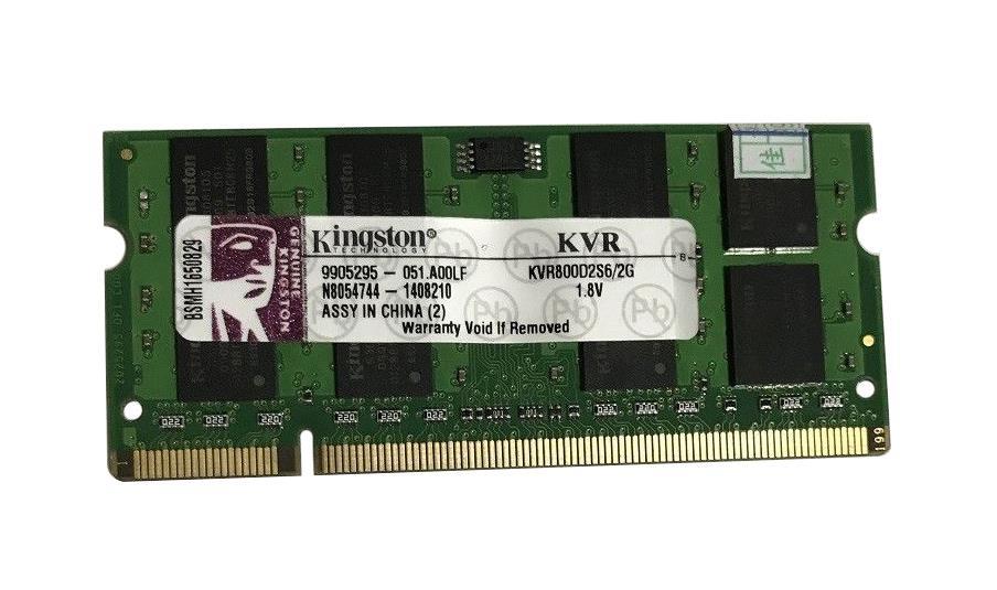 KVR800D2S6/2GBK Kingston 2GB PC2-6400 DDR2-800MHz non-ECC Unbuffered CL6 200-Pin SoDimm Dual Rank Memory Module