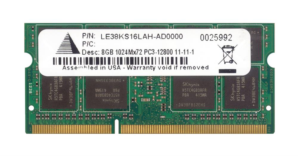 LE38KS16LAH-AD0000 legacy 8GB PC3-12800 DDR3-1600MHz ECC Unbuffered CL11 204-Pin SoDimm Dual Rank Memory Module