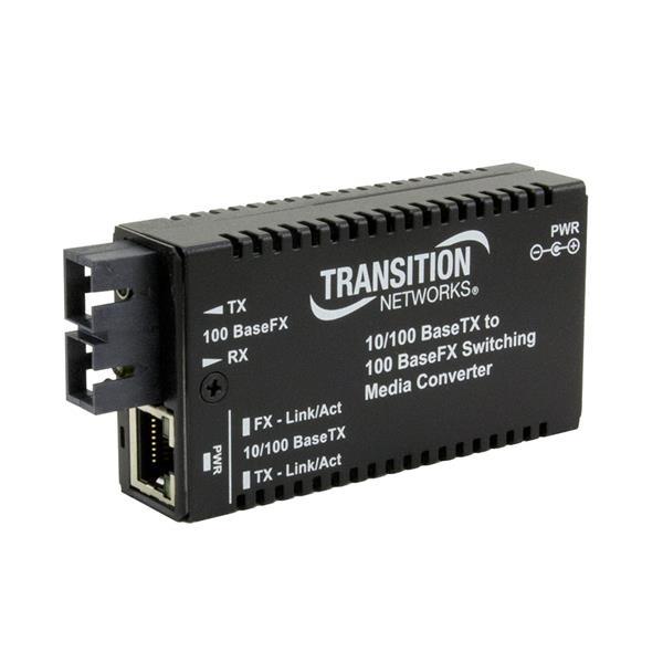 M/E-PSW-FX-02(SC)-SA Transition Networks Mini 10/100Basetx To 100Basefx Sc Mm 2Km Media Converter W/Sa