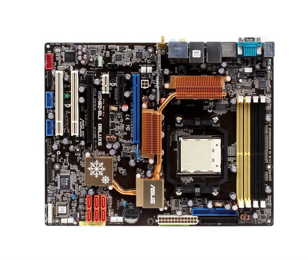 M2N32-SLIDeluxe/WirelessEdition ASUS Socket AM2+/AM2 Nvidia nForce 590 SLI Chipset AMD Phenom FX/ Phenom/ AMD Athlon 64 X2/ Athlon 64 FX/ Athlon 64/ AMD Sempron Processors Support DDR2 4x DIMM 6x SATA 3.0Gb/s ATX Motherboard (Refurbished)
