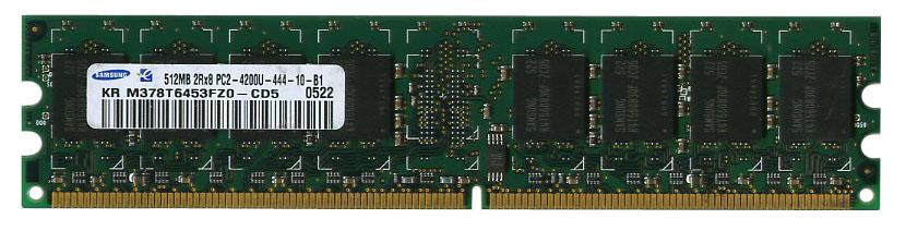 M378T6453FZ0-CD5 Samsung 512MB PC2-4200 DDR2-533MHz non-ECC Unbuffered CL4 240-Pin DIMM Dual Rank Memory Module