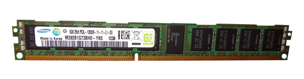 M392B1G73BH0-YK0 Samsung 8GB PC3-12800 DDR3-1600MHz ECC Registered CL11 240-Pin DIMM 1.35V Low Voltage Very Low Profile (VLP) Dual Rank Memory Module