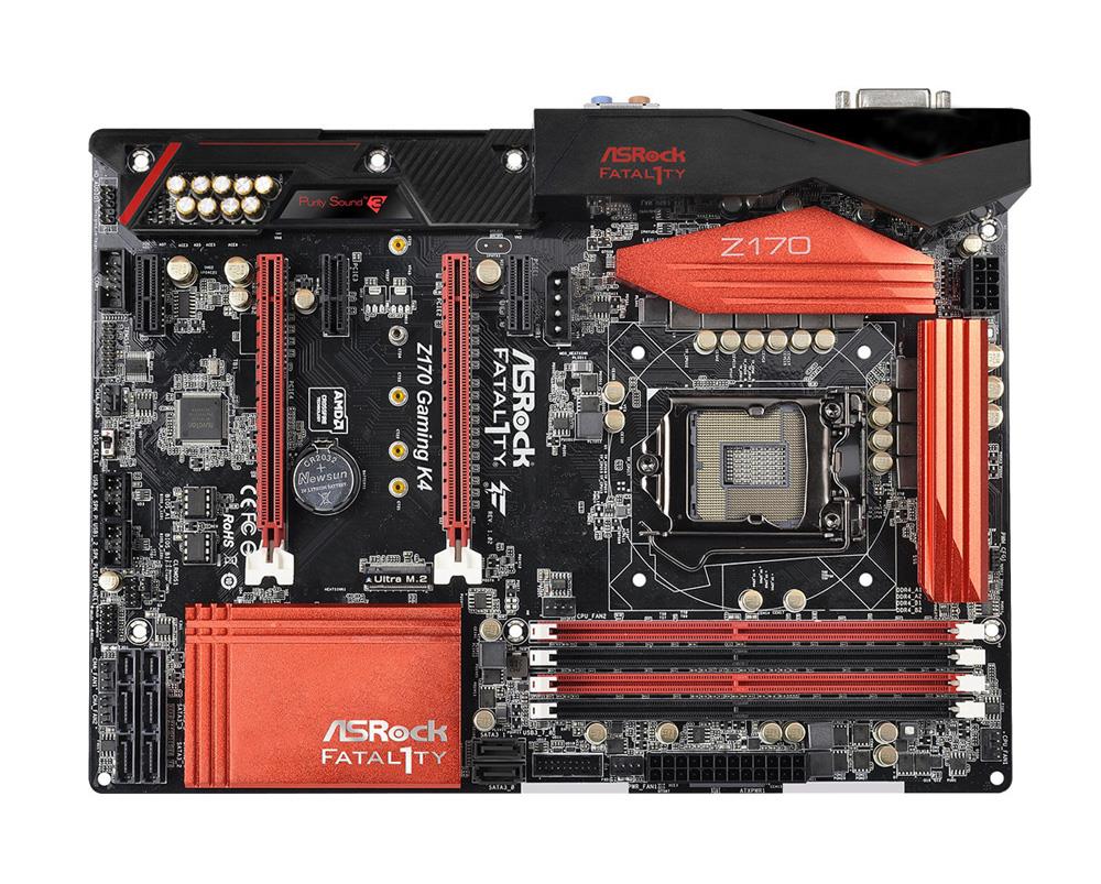 M4L-80108111 ASRock Fatal1ty Z170 Gaming K4 Socket LGA 1151 Intel Z170 Chipset 7th/6th Generation Core i7 / i5 / i3 / Pentium / Celeron Processors Support DDR4 4x DIMM 6x SATA3 6.0Gb/s ATX Motherboard