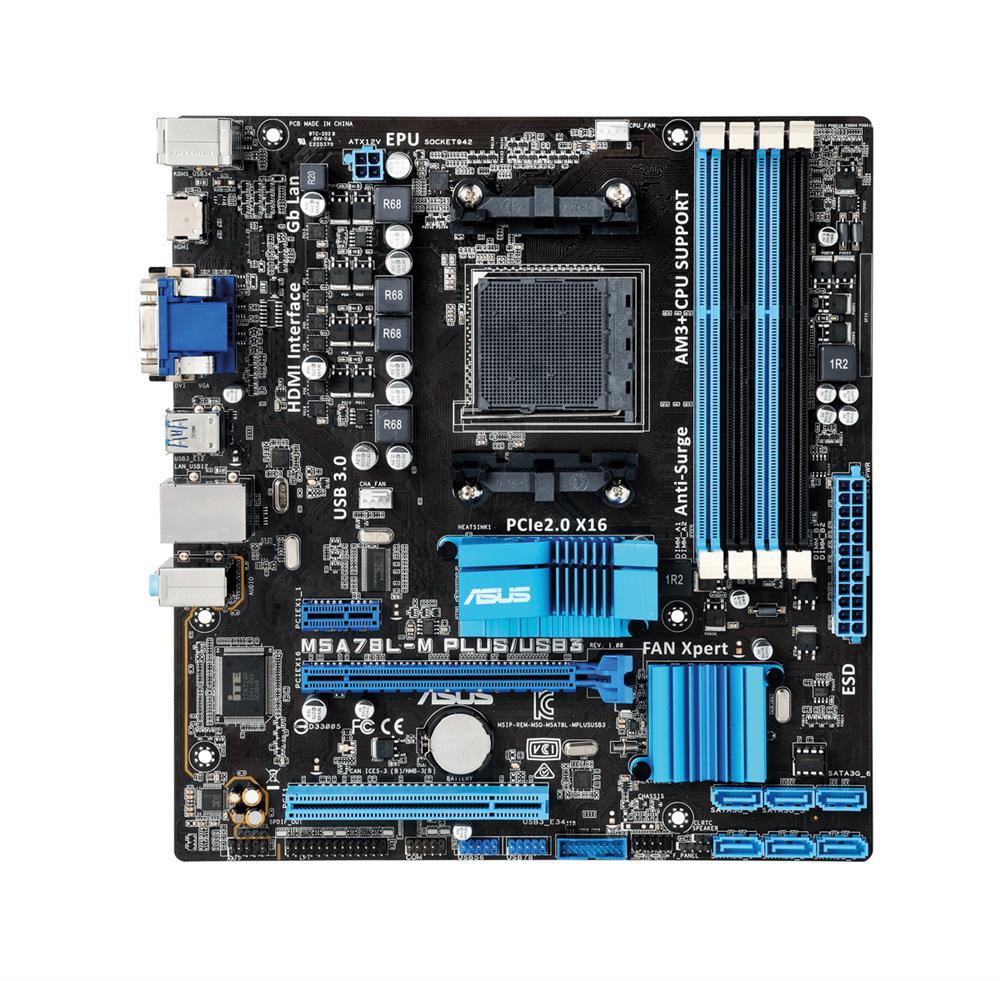 M5A78L-M PLUS/USB3 ASUS Socket AM3+ AMD 760G + SB710 Chipset AMD FX/ AMD Phenom II/ Athlon II/ AMD Sempron 100 Series Processors Support DDR3 4x DIMM 6x SATA 3.0Gb/s Micro-ATX Motherboard (Refurbished)