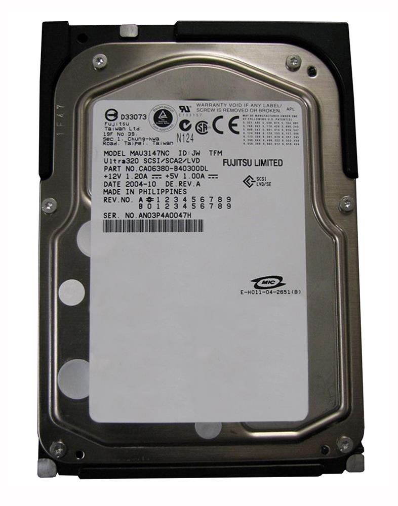 MAU3147NC Fujitsu Enterprise 147GB 15000RPM Ultra-320 SCSI 80-Pin Hot Swap 8MB Cache 3.5-inch Internal Hard Drive