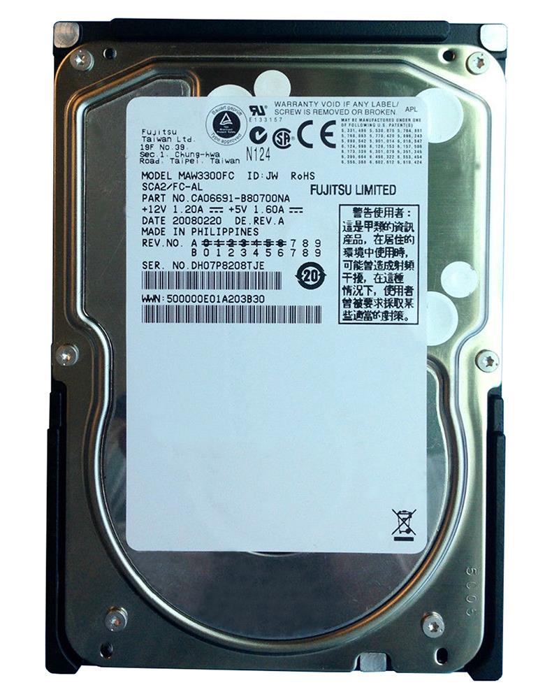 MAW3300FC Fujitsu Enterprise 300GB 10000RPM Fibre Channel 2Gbps 8MB Cache 3.5-inch Internal Hard Drive