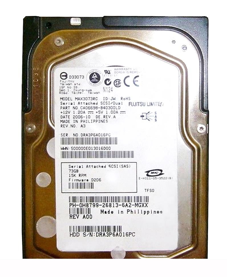 MAX3073RC Fujitsu Enterprise 73.5GB 15000RPM SAS 3Gbps 16MB Cache 3.5-inch Internal Hard Drive