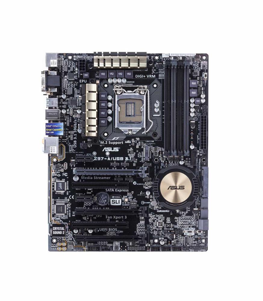 MB-S97M2U3 ASUS SABERTOOTH Z97 MARK 2/USB 3.1 Socket LGA 1150 Intel Z97 Chipset 5th/New 4th/4th Generation Core i7 / i5 / i3 / Pentium / Celeron Processors Support DDR3 4x DIMM 6x SATA 6.0Gb/s ATX Motherboard (Refurbished)