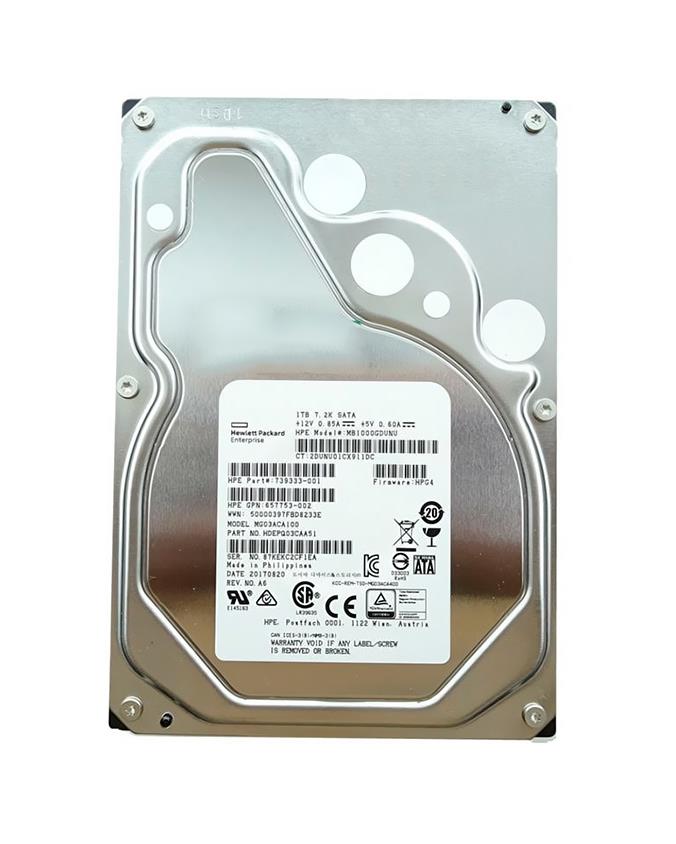 MB1000GDUNU HP 1TB 7200RPM SATA 6Gbps MidLine 3.5-inch Internal Hard Drive
