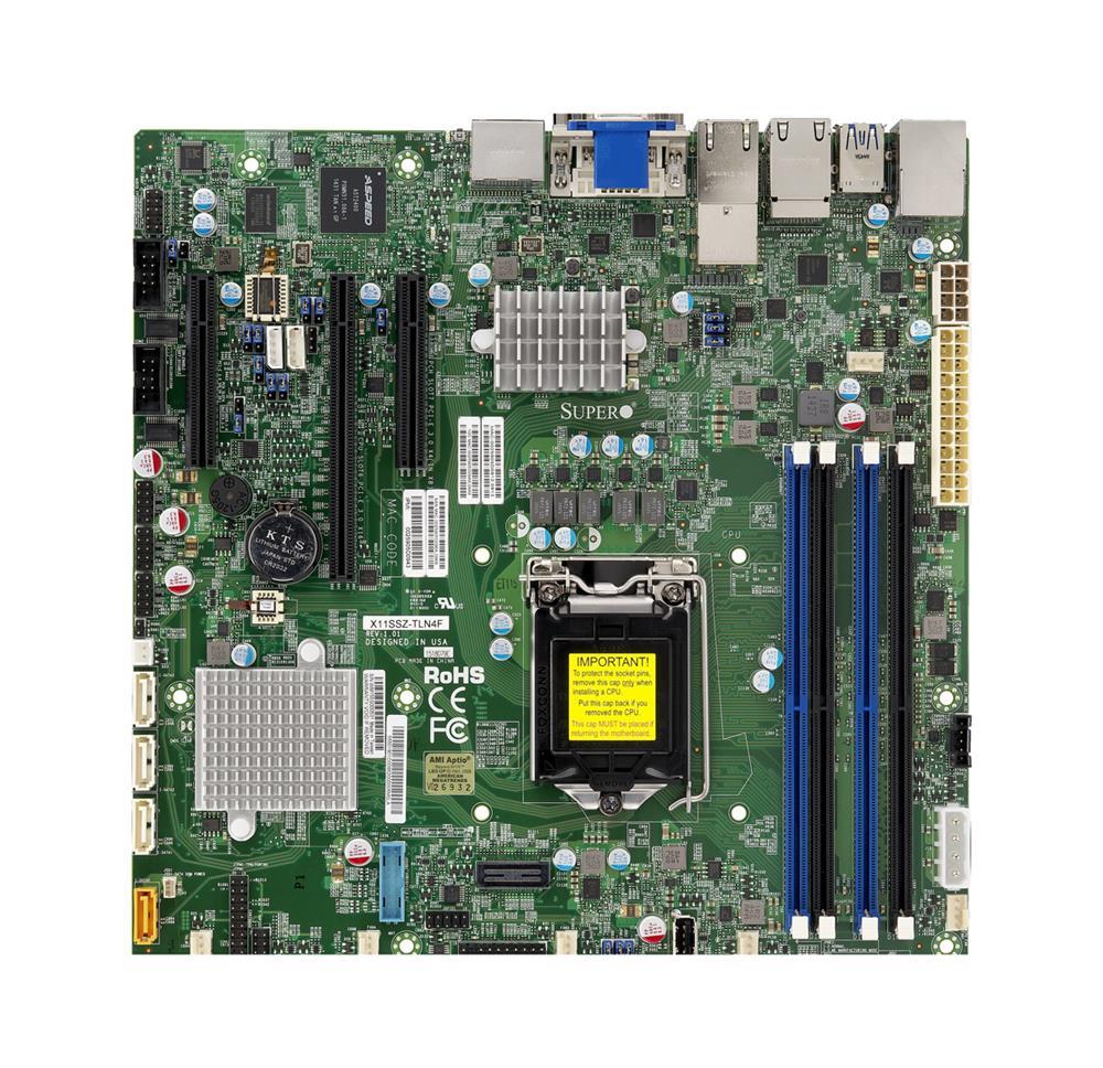 MBD-X11SSZ-TLN4F-B SuperMicro X11SSZ-TLN4F Socket LGA 1151 Intel C236 Chipset Xeon E3-1200 v5/v6 Processors Support DDR4 4x DIMM 4x SATA3 6.0Gb/s Micro-ATX Server Motherboard (Refurbished)