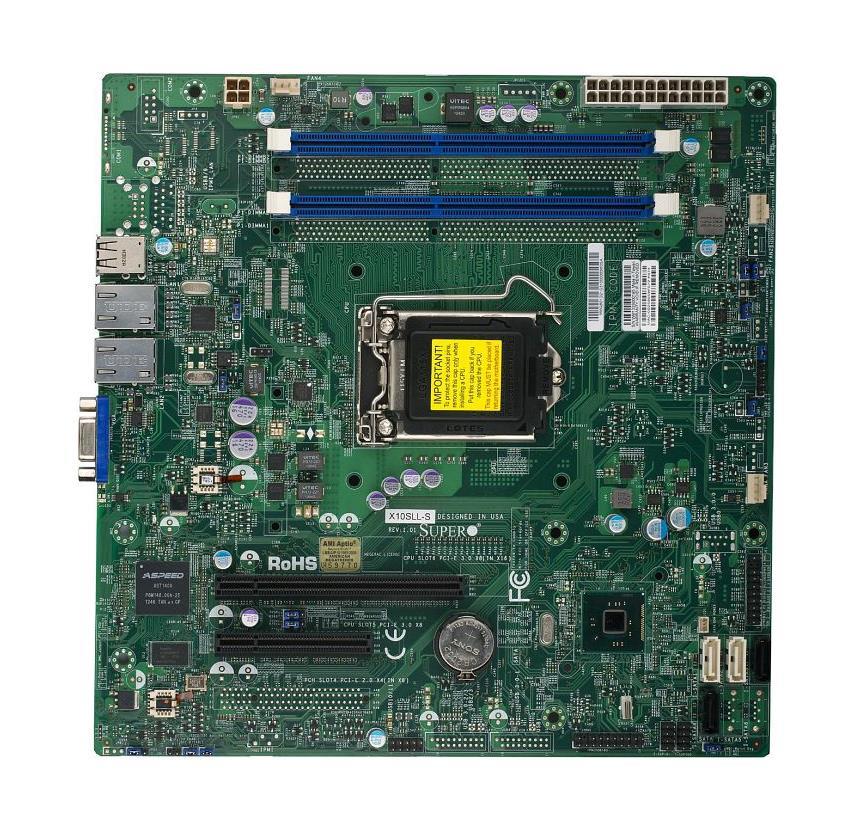 MBDX10SLLSO SuperMicro X10SLL+-F Socket LGA 1150 Intel C222 Express Chipset Intel Xeon E3-1200 v3/ 4th Gen Core i3/ Pentium/ Celeron Processors Support DDR3 4x DIMM 2x SATA3 6.0Gb/s Micro-ATX Server Motherboard (Refurbished)
