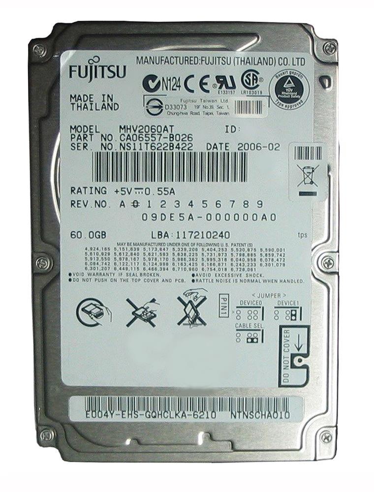 MHV2060AT Fujitsu Mobile 60GB 4200RPM ATA-100 8MB Cache 2.5-inch Internal Hard Drive