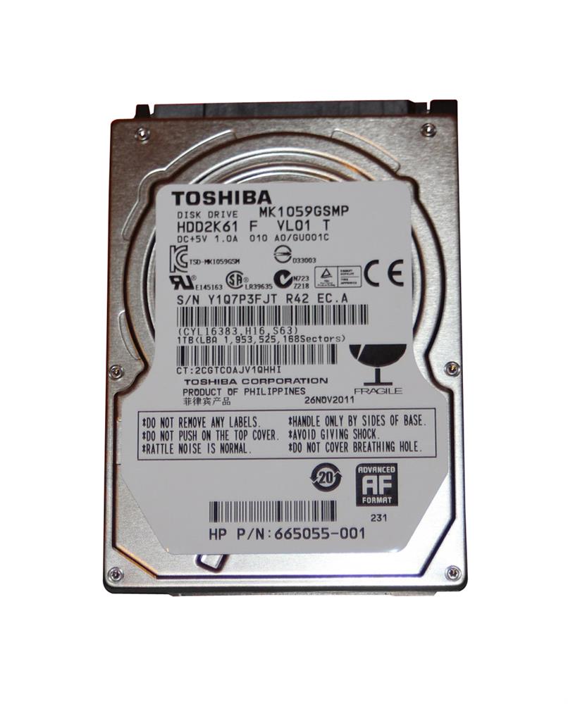 MK1059GSMP Toshiba 1TB 5400RPM SATA 3Gbps 8MB Cache 2.5-inch Internal Hard Drive