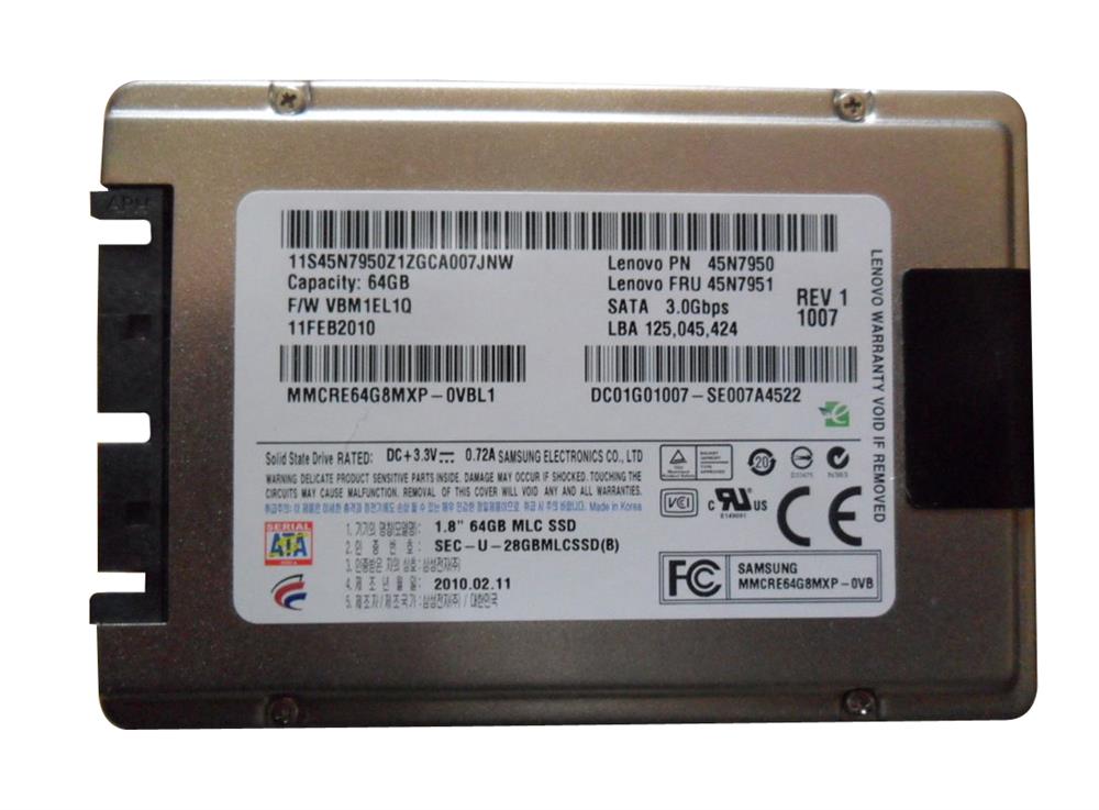 MMCRE64G8MXP-0VB00 Samsung PM800 Series 64GB MLC SATA 3Gbps 1.8-inch Internal Solid State Drive (SSD)