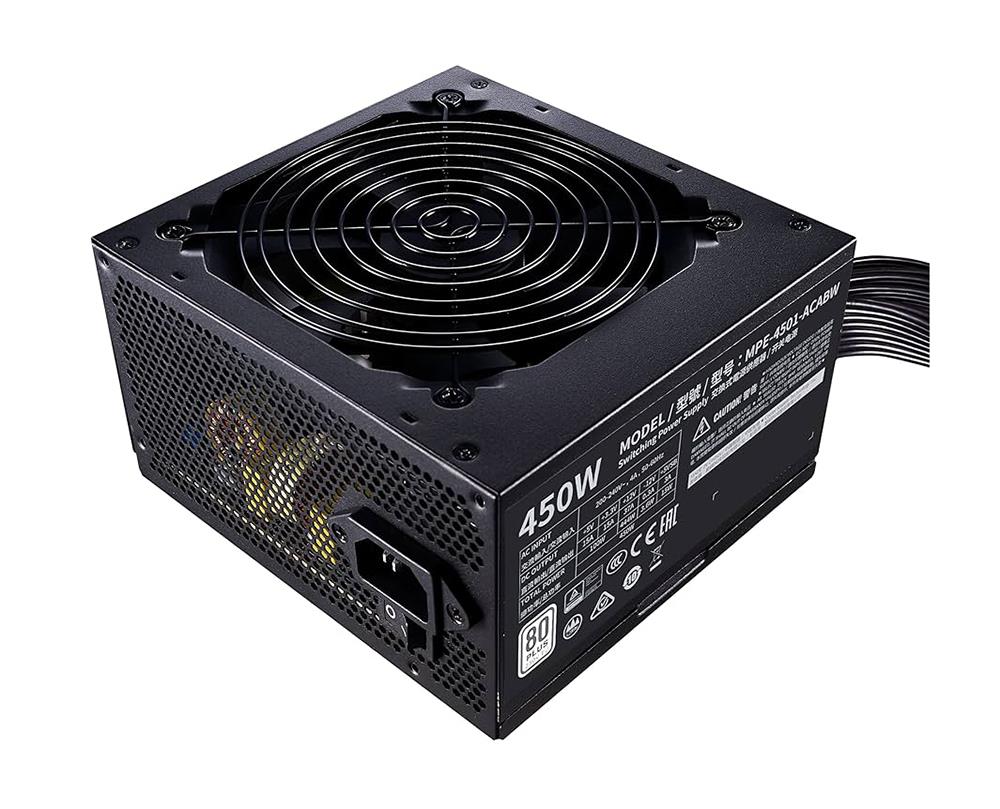 MPE-4501-ACAAW-BTW Cooler Master MWE White 450-Watts 100-240V AC 8-4A 50-60Hz 80-Plus Standard ATX Power Supply