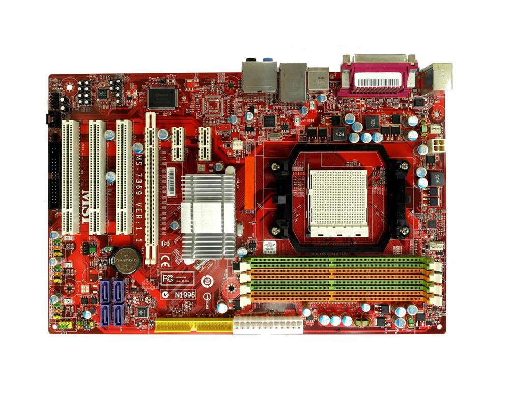 MS-7369 MSI Socket AM2 Nvidia nForce 520 Chipset AMD Athlon 64 X2 Processors Support DDR2 4x DIMM 4x SATA2 3.0Gb/s ATX Motherboard (Refurbished)
