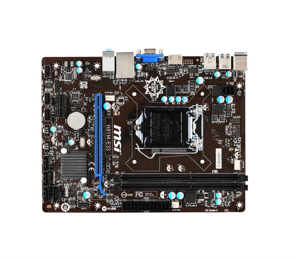 MS04H81M-E33 MSI H81 Chipset Socket LGA1150 2Dimm HDMI/VGA M-ATX Motherboard (Refurbished)