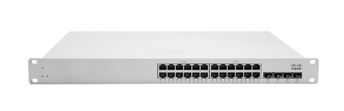 MS220-24P Cisco Meraki MS220 Series 24 x Ports PoE 10/100/1000Base-T + 4 x Ports SFP Uplinks Rack-mountable Layer 2 Managed Gigabit Ethernet Network Switch (Refurbished)