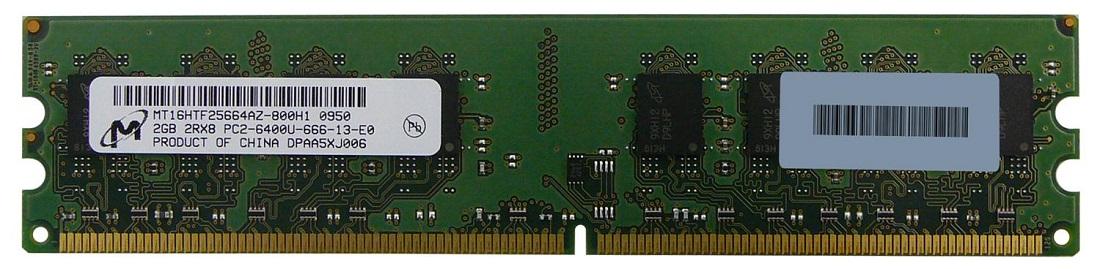 MT16HTF25664AZ-800H1 Micron 2GB PC2-6400 DDR2-800MHz non-ECC Unbuffered CL6 240-Pin DIMM Dual Rank Memory Module