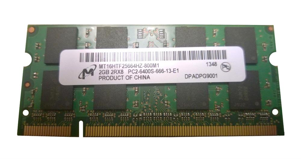 MT16HTF25664HZ-800M1 Micron 2GB PC2-6400 DDR2-800MHz non-ECC Unbuffered CL6 200-Pin SoDimm Dual Rank Memory Module