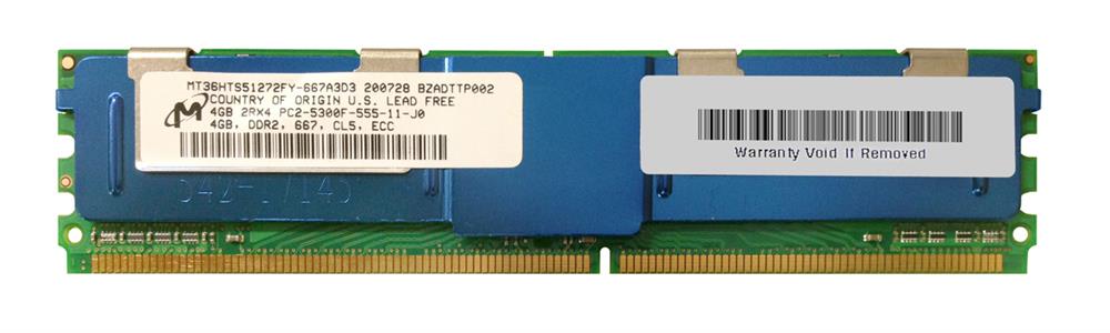 MT36HTS51272FY-667A3 Micron 4GB PC2-5300 DDR2-667MHz ECC Fully Buffered CL5 240-Pin DIMM Dual Rank Memory Module
