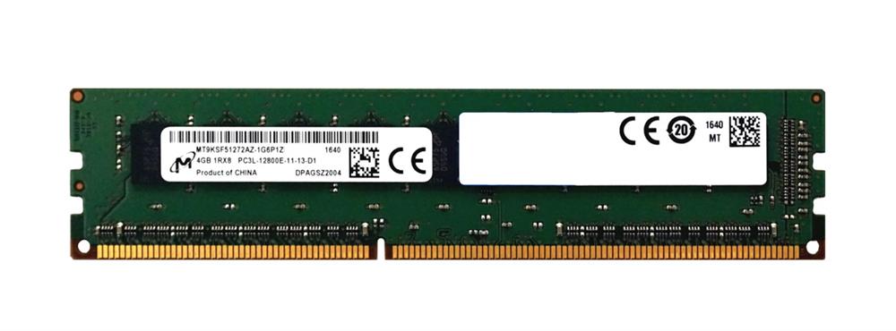 MT9KSF51272AZ-1G6P1Z Micron 4GB PC3-12800 DDR3-1600MHz ECC Unbuffered CL11 240-Pin DIMM 1.35V Low Voltage Single Rank Memory Module