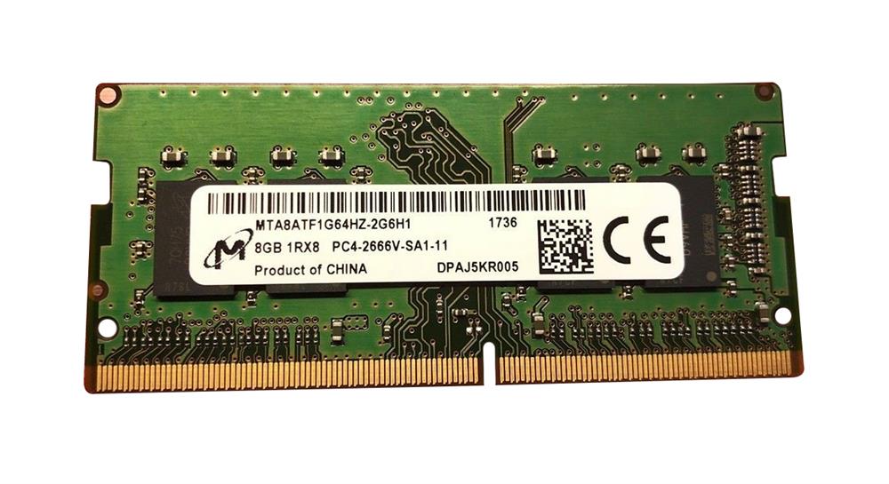 MTA8ATF1G64HZ-2G6H1 Micron 8GB PC4-21300 DDR4-2666MHz non-ECC Unbuffered CL19 260-Pin SoDimm 1.2V Single Rank Memory Module