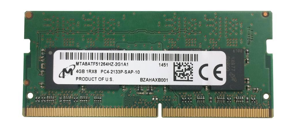 MTA8ATF51264HZ-2G1A1 Micron 4GB PC4-17000 DDR4-2133MHz non-ECC Unbuffered CL15 260-Pin SoDimm 1.2V Single Rank Memory Module