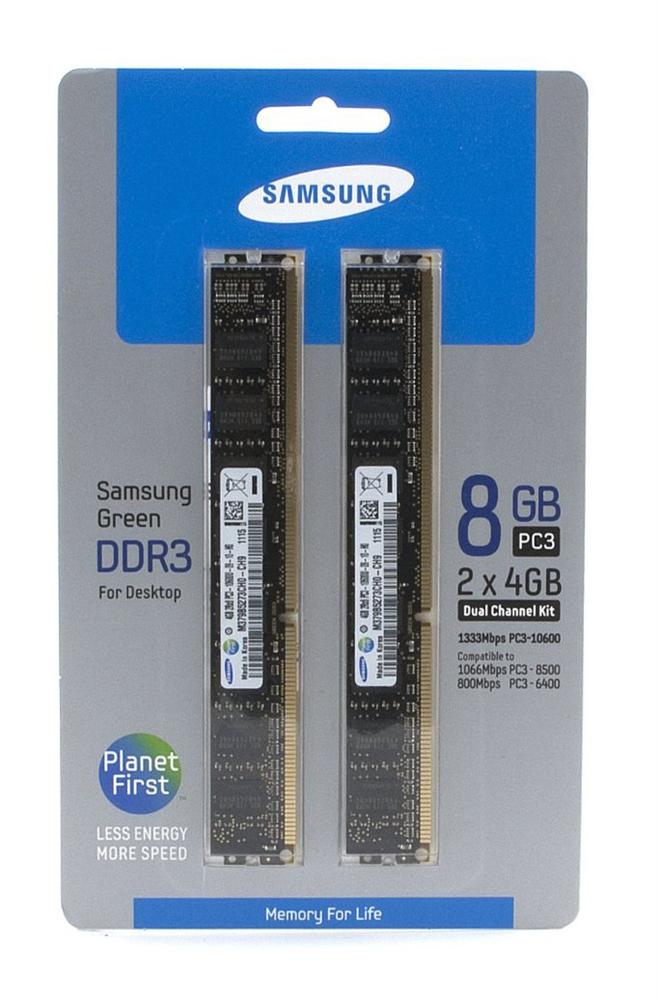 MV-3V4G3D/US Samsung 8GB Kit (2 x 4GB) PC3-12800 DDR3-1600MHz non-ECC Unbuffered CL11 240-Pin DIMM 1.35V Low Voltage Dual Rank Very Low Profile (VLP ) Memory