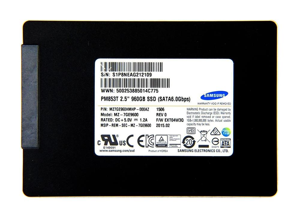 MZ-7GE9600 Samsung Data Center PM853T Series 960GB TLC SATA 6Gbps (PLP) 2.5-inch Internal Solid State Drive (SSD)