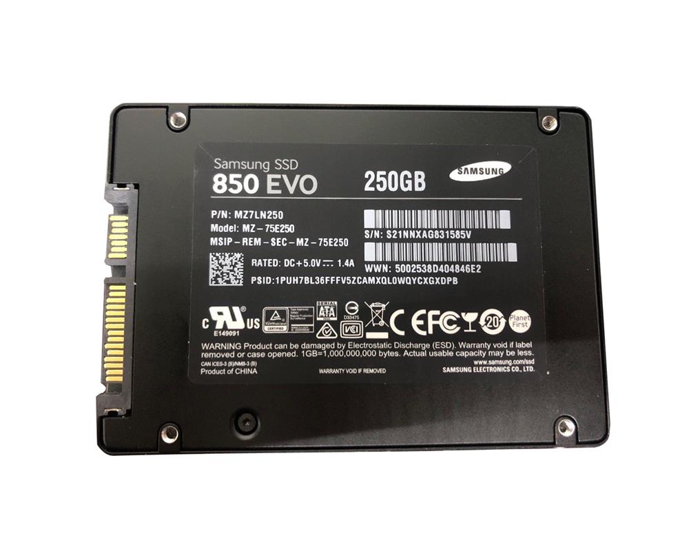 MZ7LN250 Samsung 850 EVO Series 250GB TLC SATA 6Gbps (AES-256 / TCG Opal 2.0) 2.5-inch Internal Solid State Drive (SSD)