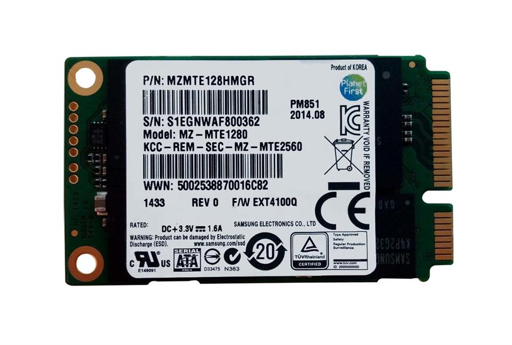 MZMTE128HMGR Samsung PM851 Series 128GB TLC SATA 6Gbps mSATA Internal Solid State Drive (SSD)