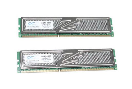 OCZ3P13332GK OCZ 2GB Kit (2 X 1GB) PC3-10600 DDR3-1333MHz non-ECC Unbuffered CL9 240-Pin DIMM Single Rank Memory