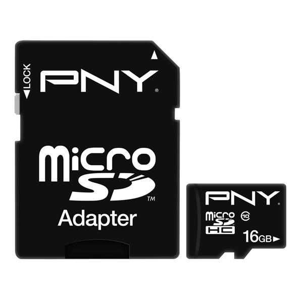 P-SDU16G4-GE PNY 16GB Class 4 microSDHC Flash Memory Card with microSDHC to SD Adapter