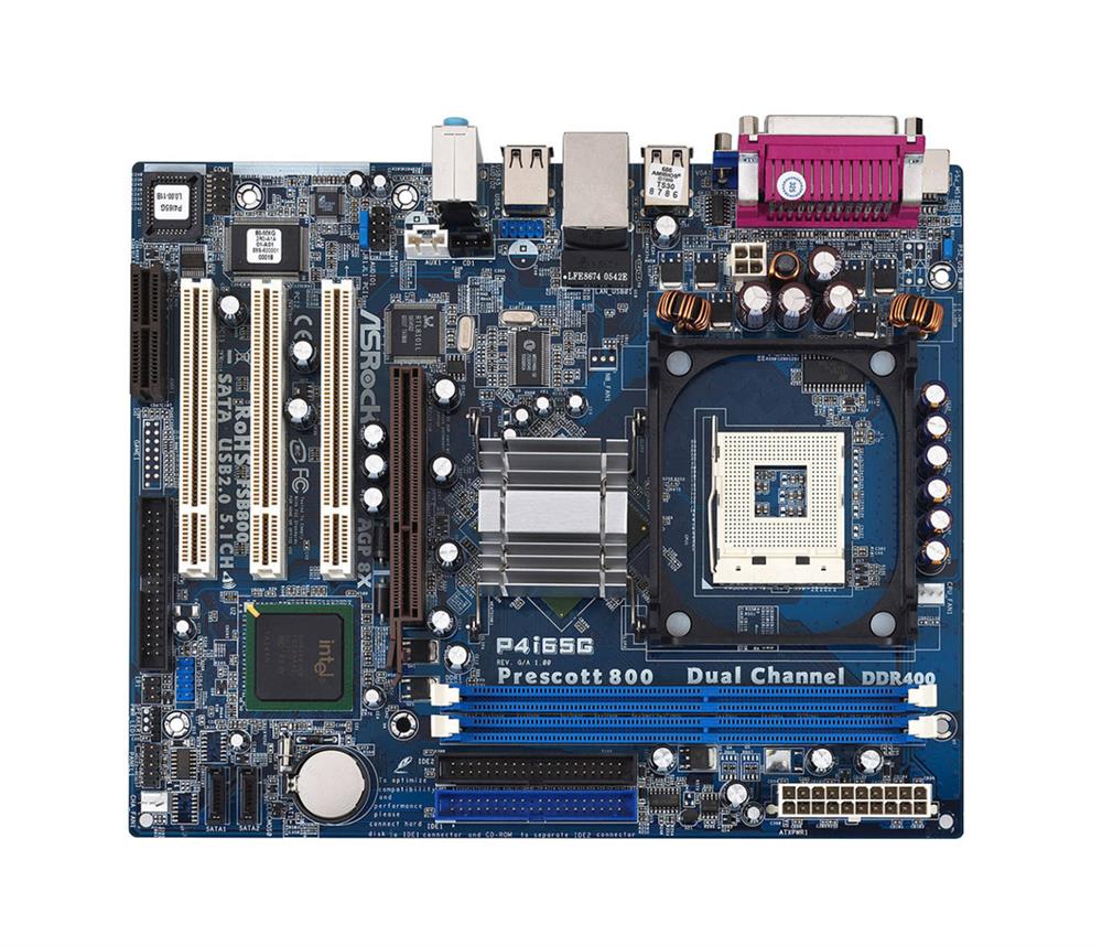 P4165G ASRock P4i65G Socket 478 Intel 865G/ICH5 Chipset micro-ATX Motherboard (Refurbished)