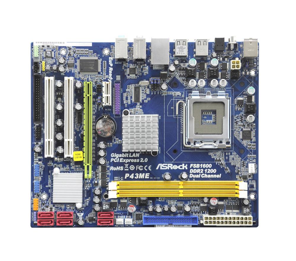 P43ME-BO-R ASRock P43ME Intel P43/ICH10 Chipset Socket LGA775 micro-ATX Motherboard (Refurbished)
