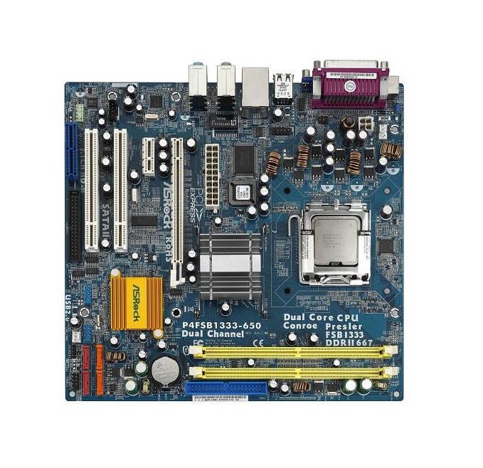 P4FSB1333-650-BO-R ASRock P4FSB1333-650 Intel 945GC A2/ICH7 Chipset Socket LGA775 micro-ATX Motherboard (Refurbished)