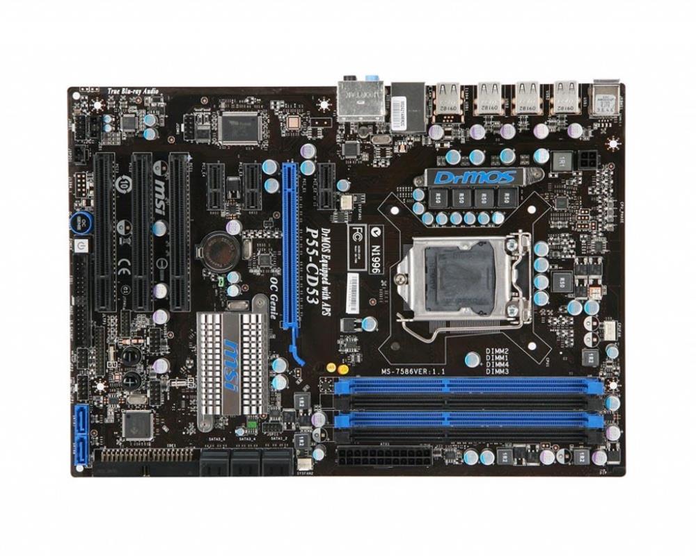 P55-CD53 MSI Socket LGA 1156 Intel P55 Chipset Core i7 / i5 Processors Support DDR3 4x DIMM 8x SATA 3.0Gb/s ATX Motherboard (Refurbished)