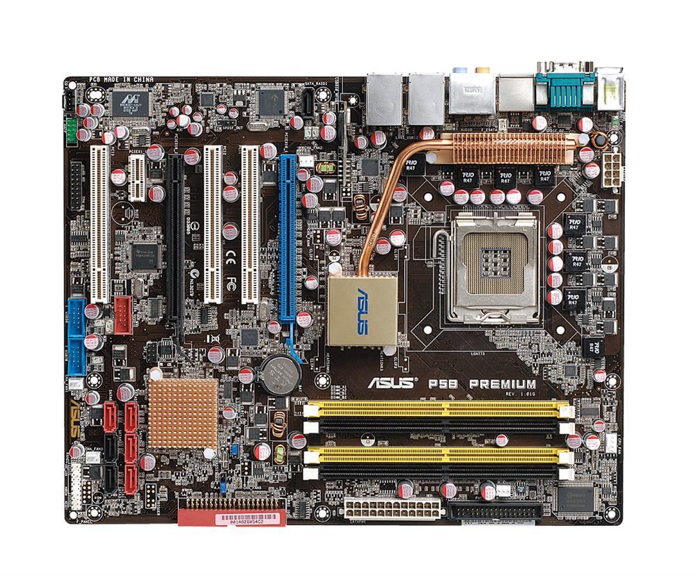 P5B Premium ASUS Socket LGA 775 Intel P965 + ICH8R Chipset Core 2 Quad/ Core 2 Extreme/ Core 2 Duo/ Pentium Extreme/ Pentium D/ Pentium 4/ Celeron D Processors Support DDR2 4x DIMM 6x SATA 3.0Gb/s ATX Motherboard (Refurbished)