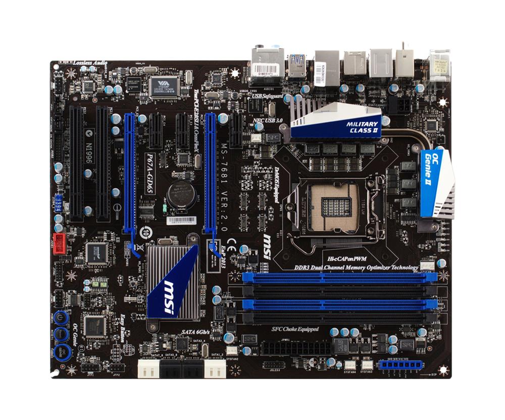 P67A-GD65 MSI Socket LGA 1155 Intel P67 Chipset Core i7 / i5 / i3 Processors Support DDR3 4x DIMM 4x SATA 6.0Gb/s ATX Motherboard (Refurbished)