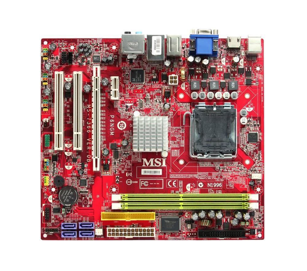 P6NGM-FIH MSI Socket Nvidia GeForce 7150 + nForce 630i Chipset Pentium 4/ Pentium 4 Extreme Edition/ Pentium Extreme Edition/ Pentium D/ Core 2 Duo/ Core 2 Quad Processors Support DDR2 2x DIMM 4x SATA 3.0Gb/s Micro-ATX Motherboard (Refurbished)
