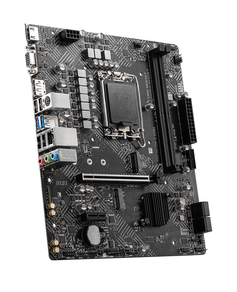 PRO H610M-G WIFI DDR4 MSI Socket LGA 1700 Intel H610 Chipset Intel Core/ Pentium Gold / Celeron Processors Support DDR4 2x DIMM 4x SATA 3.0Gb/s Micro-ATX Motherboard (Refurbished)