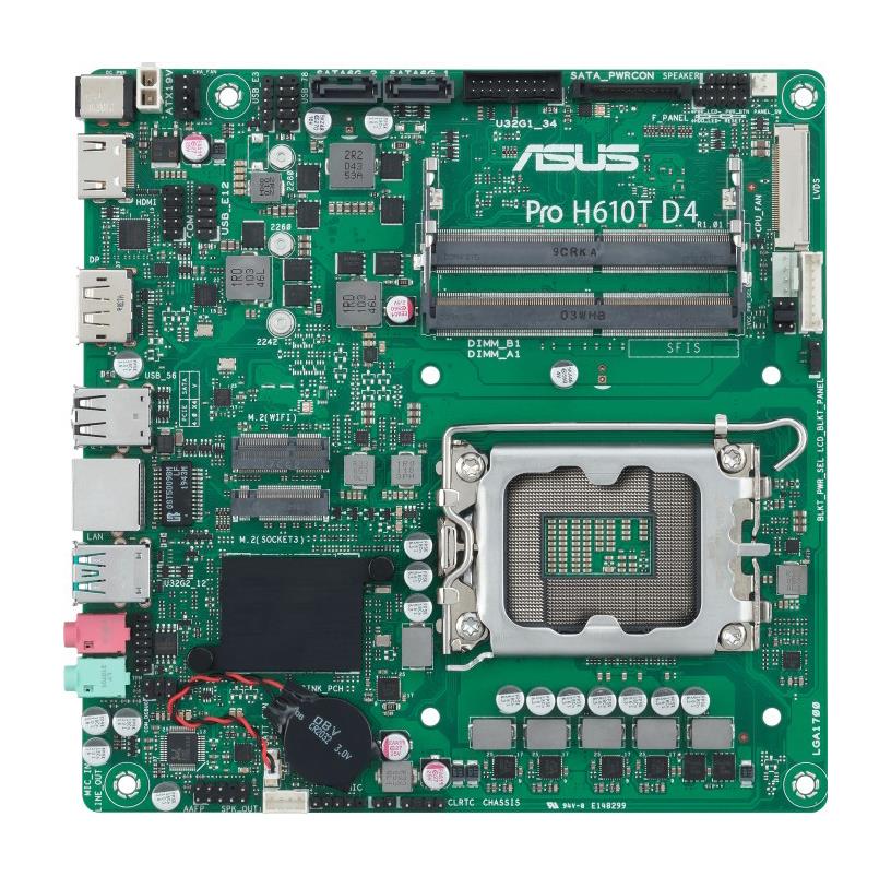 PRO H610T D4-CSM ASUS Socket LGA 1700 Intel H610 Chipset 12th Generation Core/ Pentium Gold/ Celeron Processors Support DDR4 2x DIMM 2x SATA 6.0Gb/s Thin Mini-ITX Motherboard (Refurbished)