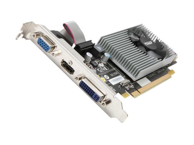 R5450-MD1GD3H/LP MSI Radeon HD 5450 1GB DDR3 64-Bit PCI Express 2.1 x16 DVI/ HDMI/ D-Sub/ HDCP Ready Low Profile Video Graphics Card