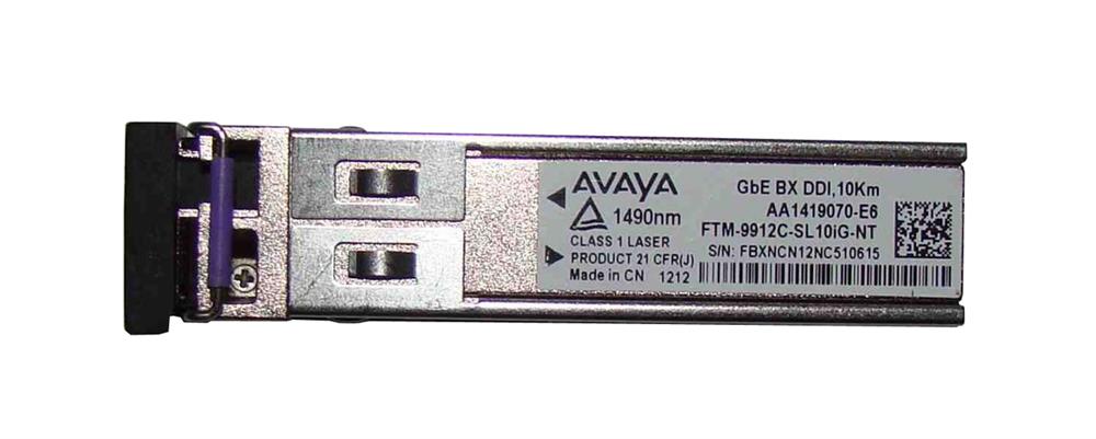RMAA1419070-E6 Avaya 1Gbps 1000Base-BX-D Single-mode Fiber 10km 1490nmTX/1310nmRX LC Connector SFP (mini-GBIC) Transceiver Module for Nortel Compatible (Refurbished)
